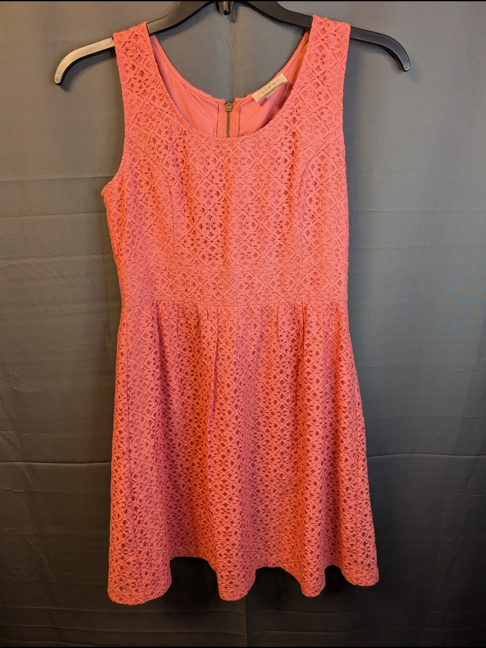 LOFT Coral Lace Sleeveless Midi Dress .. B